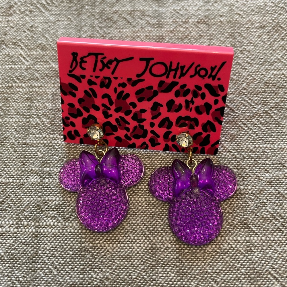 Betsey Johnson Purple Minnie Mouse Earrings - Picture 7 of 9